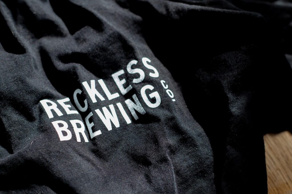 Reckless Brewing t-shirt close up