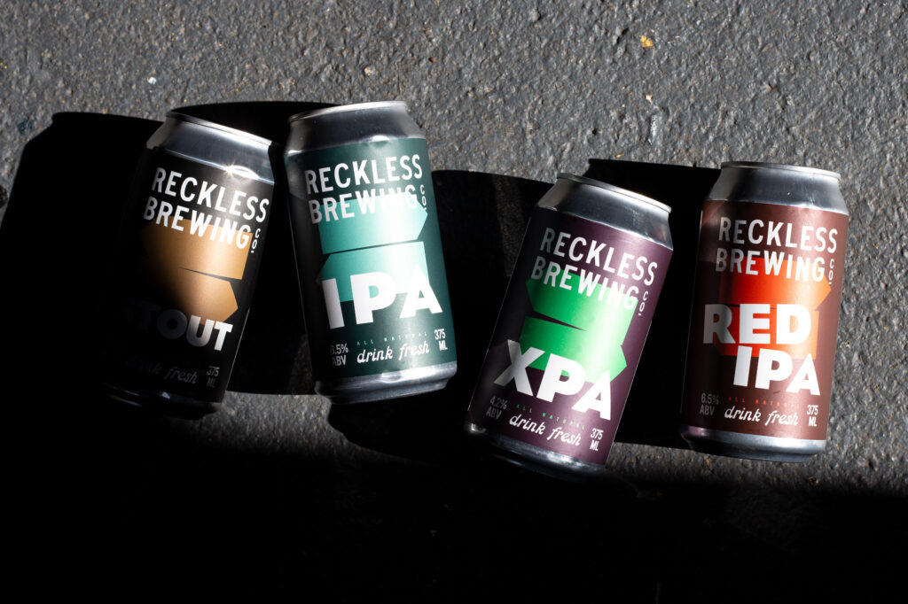 Reckless Brewing core range beer cans